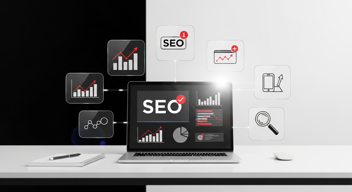 Digital marketing dashboard with analytics and graphs